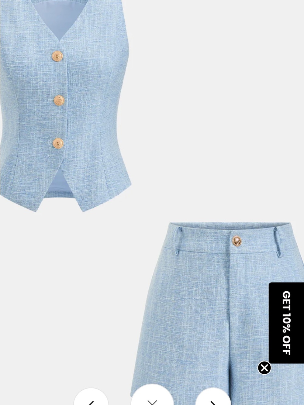 Commense Light Blue Sleeveless Vest & Matching Shorts Set - Picture 2 of 9